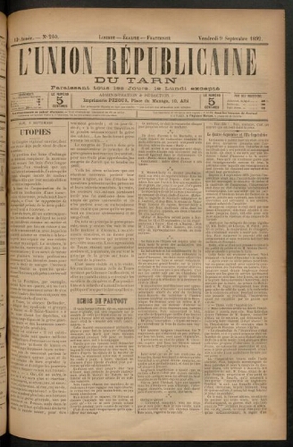 Union républicaine du Tarn (L’), 9 septembre 1892