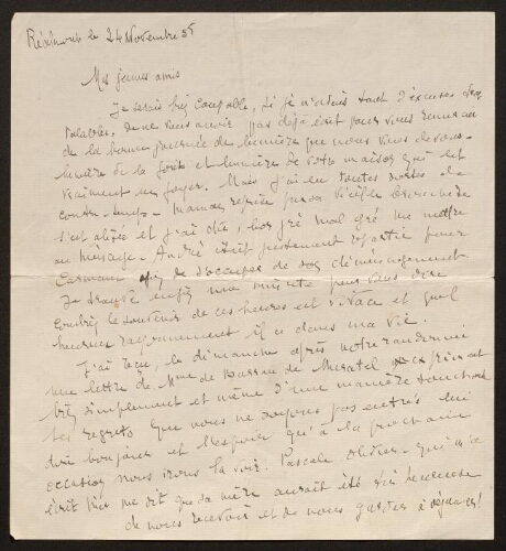 Lettre de Louisa Paulin à René Rouquier, le 24 novembre 1938