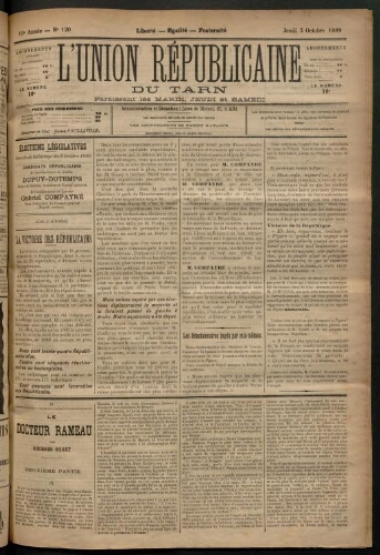Union républicaine du Tarn (L’), 3 octobre 1889