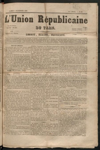Union républicaine du Tarn (L’), 9 novembre 1850