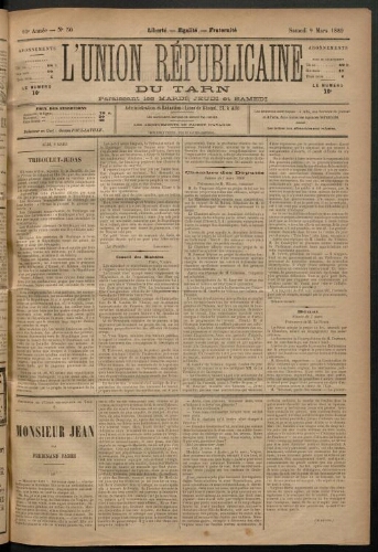 Union républicaine du Tarn (L’), 9 mars 1889