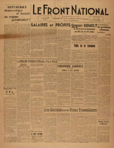 F.N. : hebdomadaire du Front national du Tarn, n°94, 22 juin 1946
