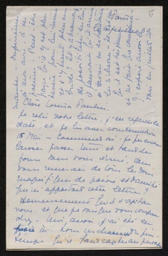 Lettre de Pascale Olivier à Louisa Paulin, le 4 juillet 1939