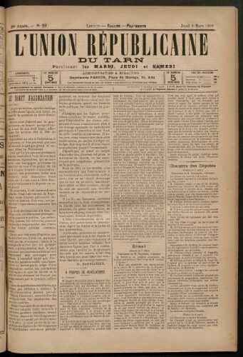 Union républicaine du Tarn (L’), 9 mars 1899