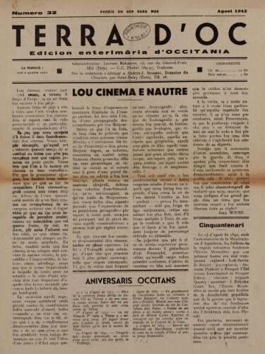 Terra d'Oc, n°32, août 1942