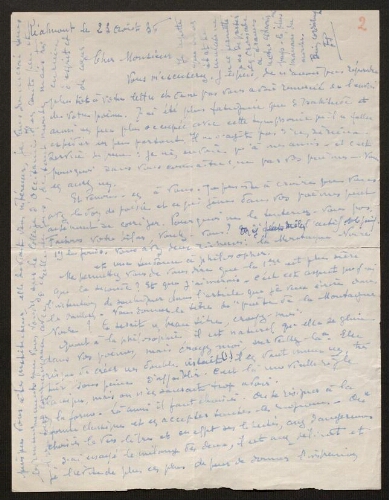 Lettre de Louisa Paulin à René Rouquier, le 23 août 1936