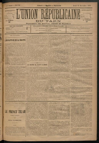 Union républicaine du Tarn (L’), 13 novembre 1890