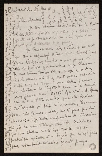 Lettre de Louisa Paulin à Charles Bellet, le 28 mai 1941