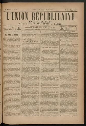 Union républicaine du Tarn (L’), 9 mars 1897