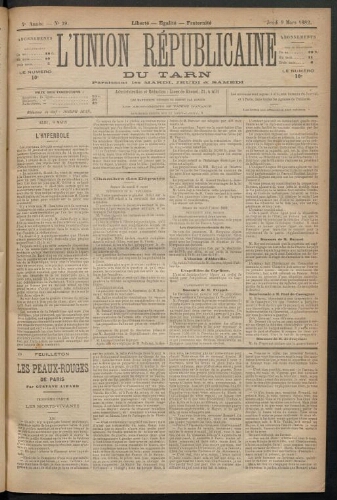 Union républicaine du Tarn (L’), 9 mars 1882