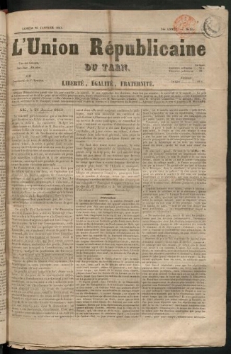Union républicaine du Tarn (L’), 25 janvier 1851