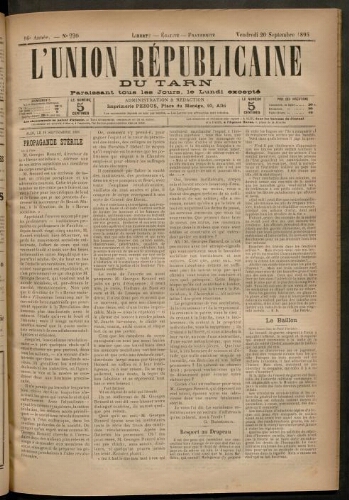Union républicaine du Tarn (L’), 20 septembre 1895