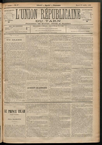Union républicaine du Tarn (L’), 22 juillet 1890