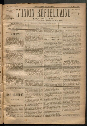 Union républicaine du Tarn (L’), 24 juin 1886