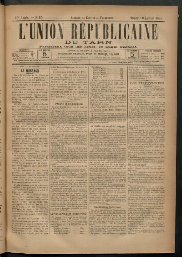 Union républicaine du Tarn (L’), 19 janvier 1895
