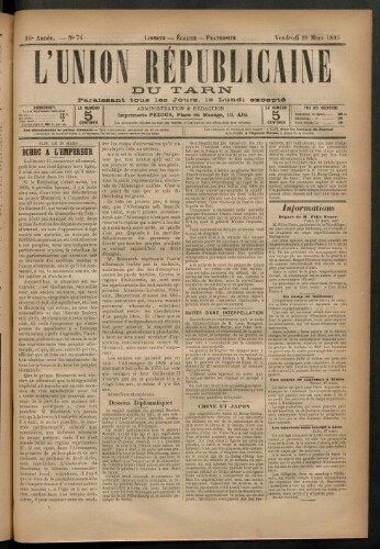 Union républicaine du Tarn (L’), 29 mars 1895