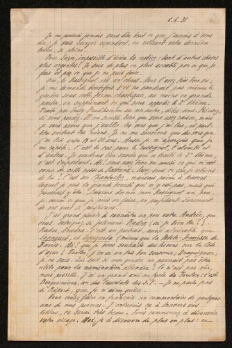 Lettre d'Antonin Perbosc à Louisa Paulin, le 6 juin 1938