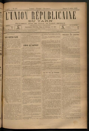 Union républicaine du Tarn (L’), 9 juillet 1892