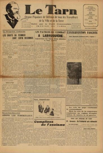 Tarn : Organe populaire de défense des ouvriers, paysans, artisans et petits commerçants (Le), n°12, 27 mars 1937