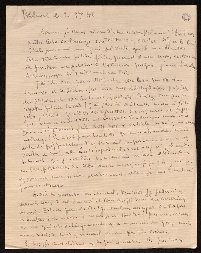 Lettre de Louisa Paulin à Charles Bellet, le 2 novembre 1942