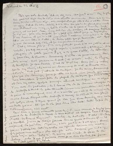 Lettre de Louisa Paulin à Antonin Perbosc, le 23 novembre 1937 et sa copie manuscrite
