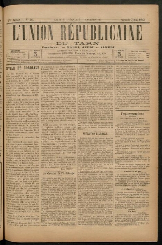 Union républicaine du Tarn (L’), 9 mai 1903